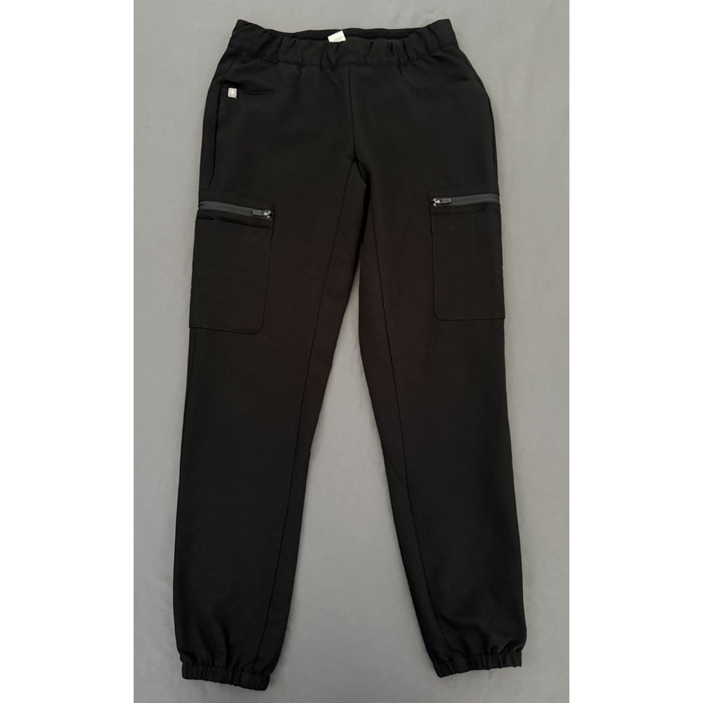 Figs Cargo Scrub Pants Womens Size XS Black Medical Workwear Tapered Zip Pockets